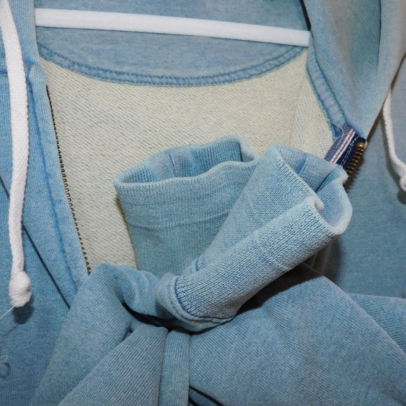 Light Blue Acid Wash/Fade Hoodie - Picture 4 of 5